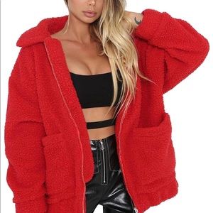 Red comfy zip up jacket